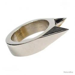 BAGUE DE DÉFENSE EN ACIER INOXYDABLE - ARGENTÉE - LIVRAISON GRATUITE