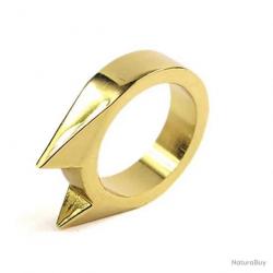 BAGUE DE DÉFENSE EN ACIER INOXYDABLE - DORÉE - LIVRAISON GRATUITE