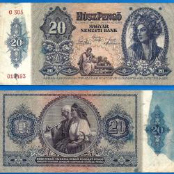 Hongrie 20 Pengo 1941 Europe Centrale Forint Billet