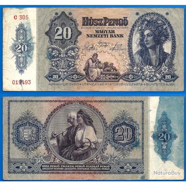 Hongrie 20 Pengo 1941 Europe Centrale Forint Billet