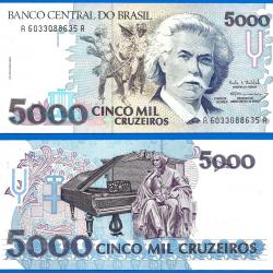 Bresil 5000 Cruzeiros 1993 Sign 30 NEUF Billet Carlos Gomes