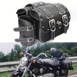 Sacoche Latérale Moto Universelle Rétro Étanche Porte-Gobelet  Grande Capacité Rigide  Noir