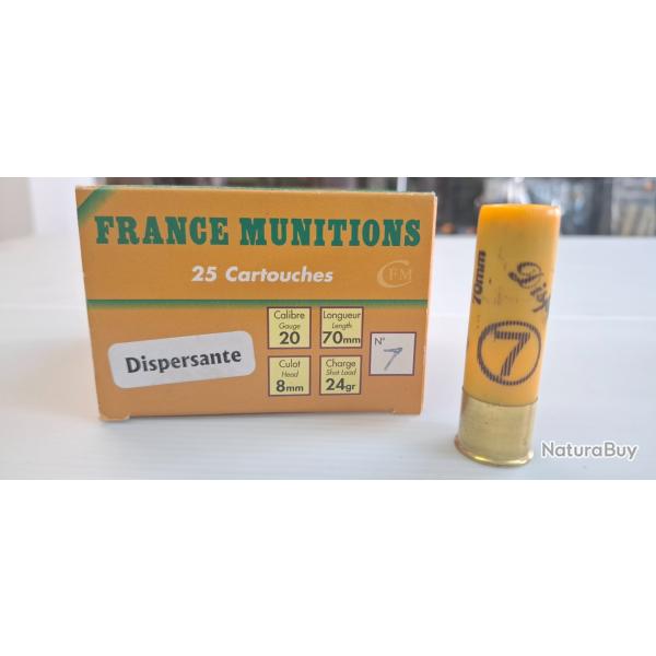 50 Cartouches calibre 20/70 Dispersante N7 France MUNITIONS