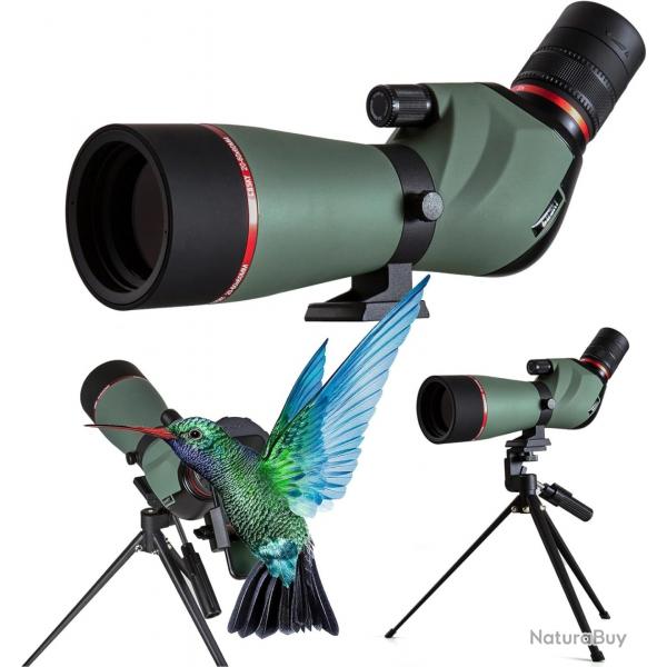 Longue Vue 20-60x60 HD BAK4 avec Trpied Support Smartphone et Sac d'Observation  Nature Paysage