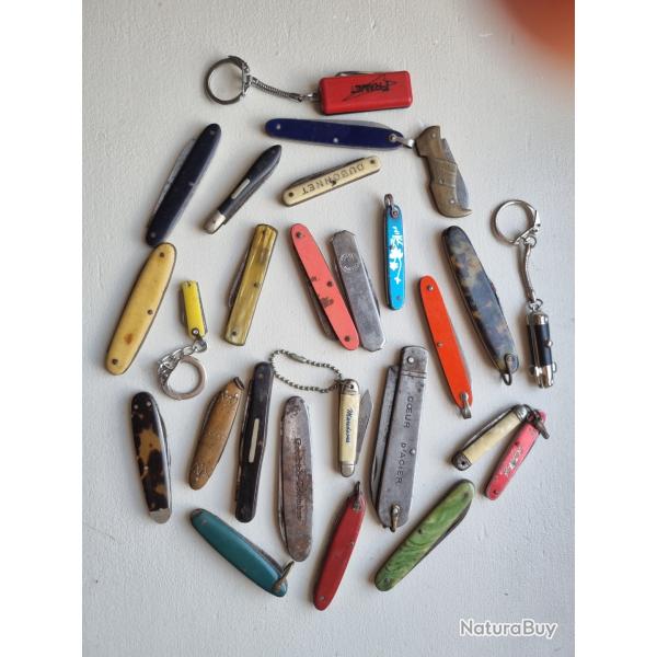 lot de 26 petits canifs pulicitaire et autre