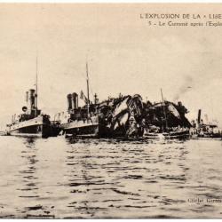 CPA - Marine Militaire -L'EXPLOSION DE LA  " LIBERTÉ " LE CUIRASSE âpres l'Explosion  N°1612