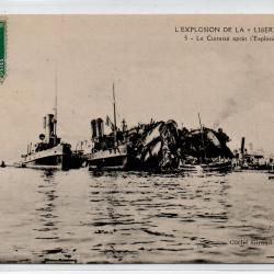 CPA - Marine Militaire -L'EXPLOSION DE LA  " LIBERT&Eacute; " LE CUIRASSE &acirc;pres l'Explosion  N&deg;1181