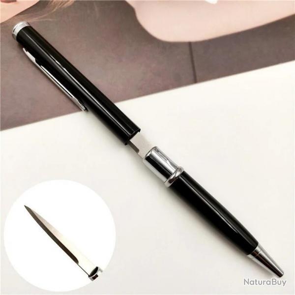 Stylo Couteau ouvre lettre lame cachs en acier inoxydable Coloris aux choix Noir