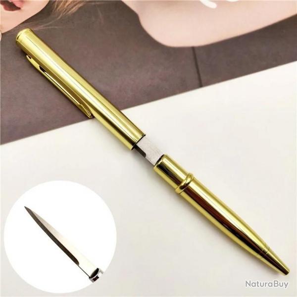 Stylo Couteau ouvre lettre lame cachs en acier inoxydable Coloris aux choix Or