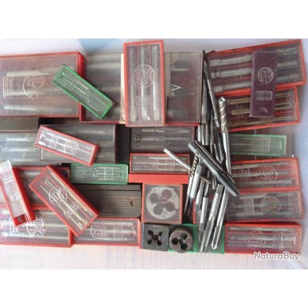 lot  de 170  tarauds de 18mm  1mm ,14 filires de 2mm  12mm , 2 peignes de vrification