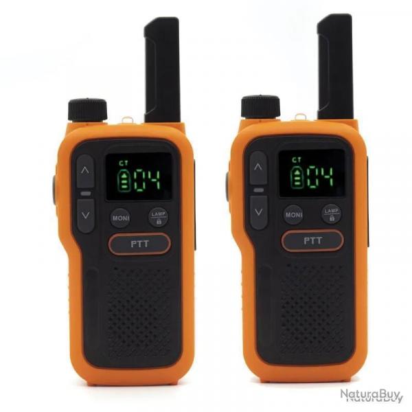 Lot de 2 Talkies walkies lampe porte 5km rechargeable autonomie 18h