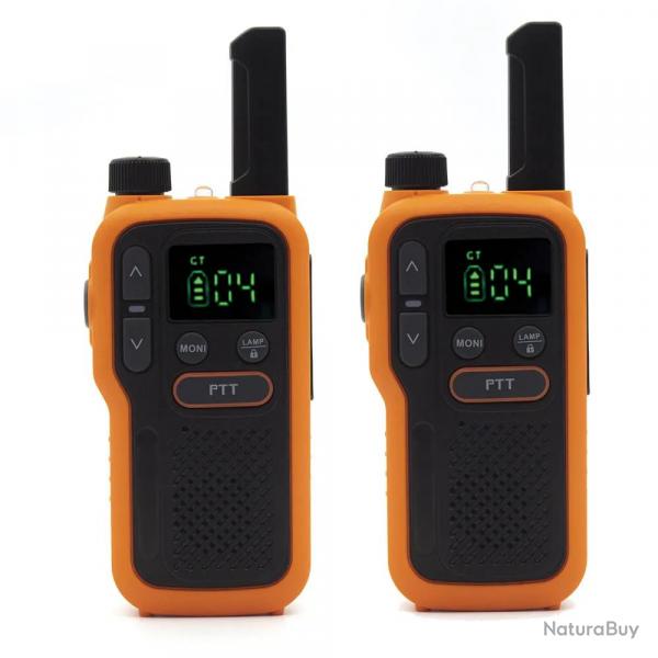 Lot de 2 Talkie-walkie lampe porte 5km rechargeable autonomie 18h