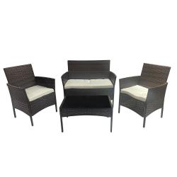 Salon de jardin 4 pièces résine tressée marron