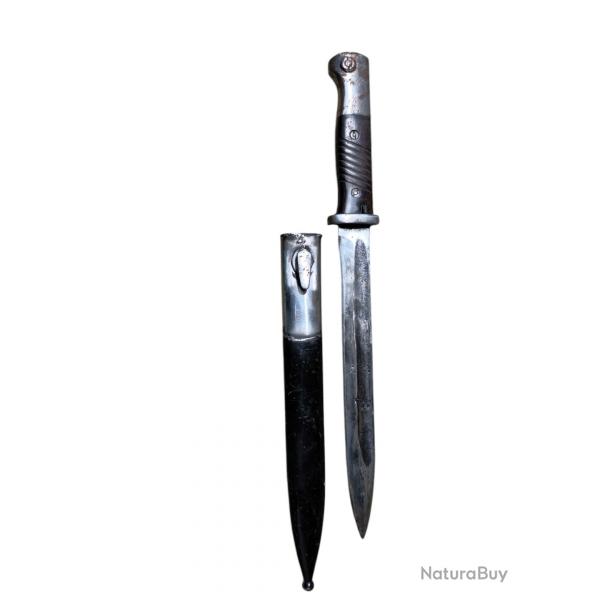 baionnette allemande WW2 K98  affute plaquette bakelite, tat d'usage, fourreau nickel oxydation