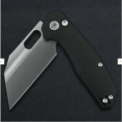 Couteau Ironfly YOLO Wharncliffe Lame Acier 14C28N Manche G10 Noir Button Lock KIVT IFVF02BK