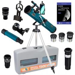 Pack Télescope Astrophotographie Levenhuk LabZZ TK76 avec Zoom, Valise, Guide illustré et accessoir