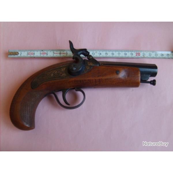 BEAU PISTOLET DERRINGER A PERCUSSION, TYPE PHILADELPHIA , TBE