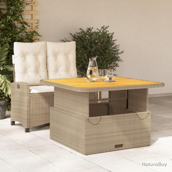 Ensemble  manger de jardin et coussins 2 pcs beige poly rotin