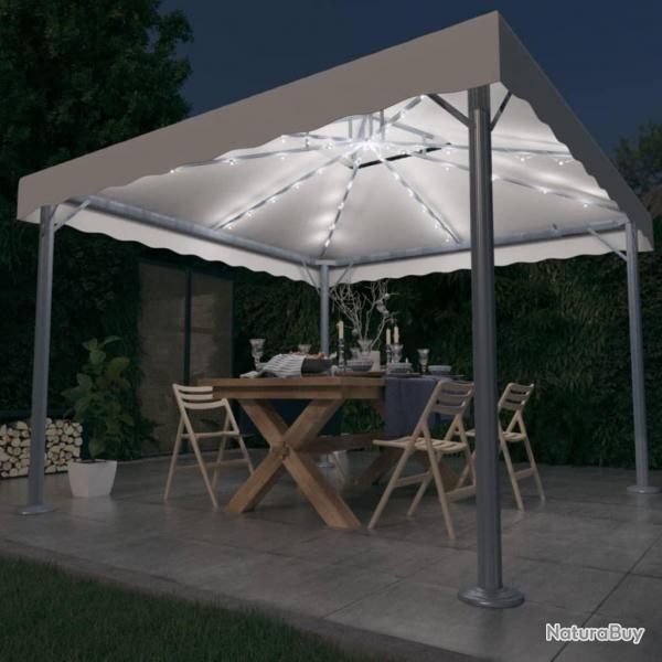 Tonnelle avec guirlande lumineuse LED 300x300cm Crme Aluminium