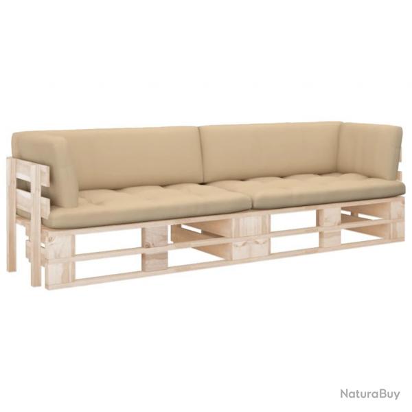 Canap palette 2 places avec coussins Bois de pin imprgn