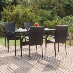 Ensemble à manger de jardin 5 pcs Noir Résine tressée