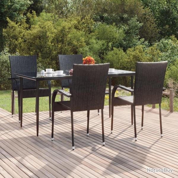 Ensemble  manger de jardin 5 pcs Noir Rsine tresse