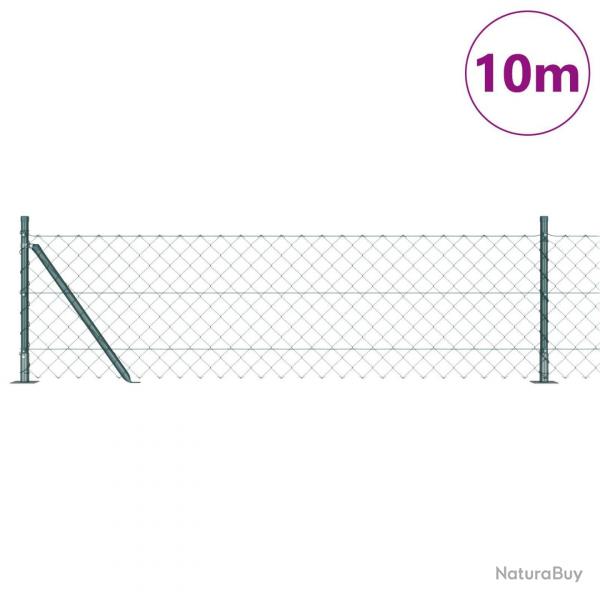 Clture  maillons avec 7 poteaux  brides 0.6x10 m en acier galvanis