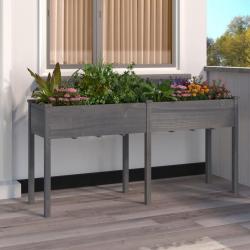 Jardinière avec doublure gris 161x45x76 cm bois massif de sapin