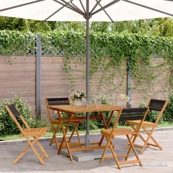 Ensemble  manger de jardin 5pcs noir polypropylne bois massif