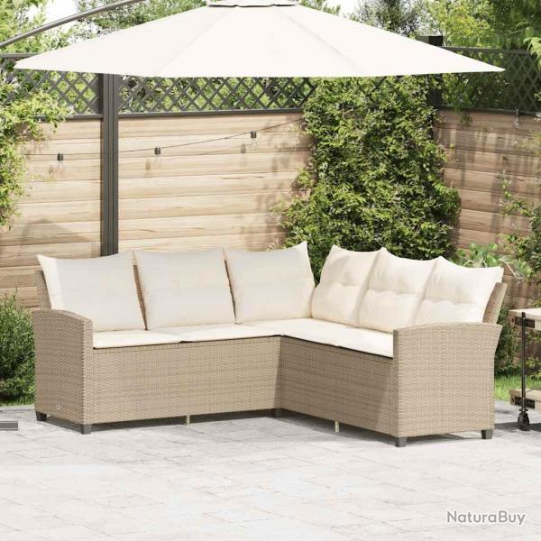 Canaps en forme de L avec coussins beige rsine tresse