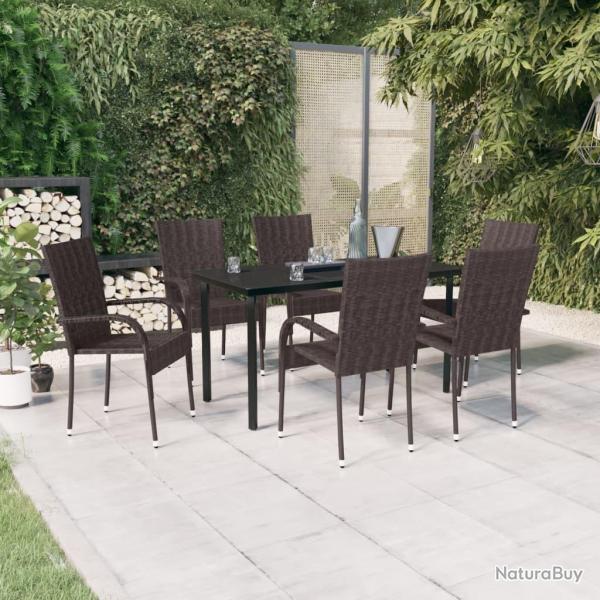 Ensemble  manger de jardin 7 pcs Marron et noir