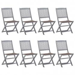 Chaises pliables d'extérieur lot de 8 et coussins Bois d'acacia