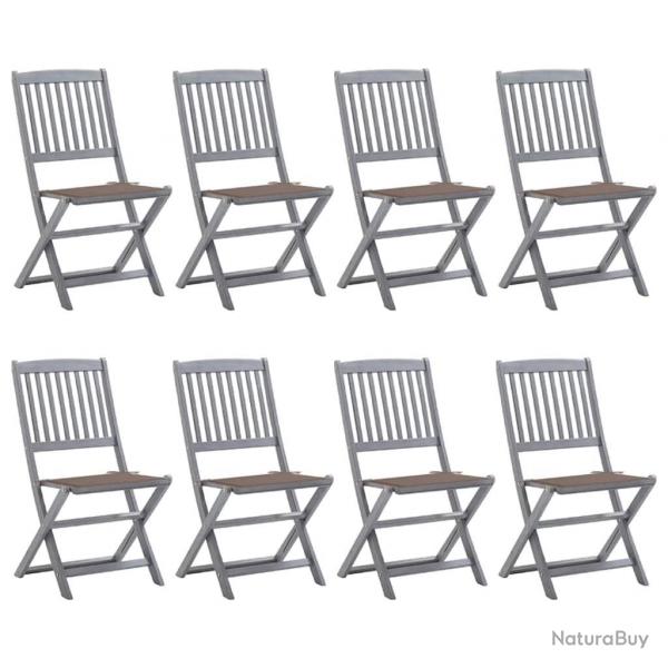 Chaises pliables d'extrieur lot de 8 et coussins Bois d'acacia