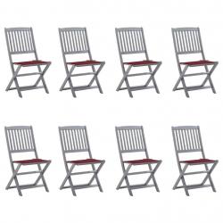 Chaises pliables d'extérieur lot de 8 et coussins Bois d'acacia
