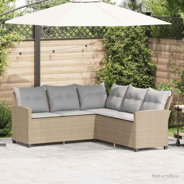 Canaps en forme de L avec coussins beige rsine tresse