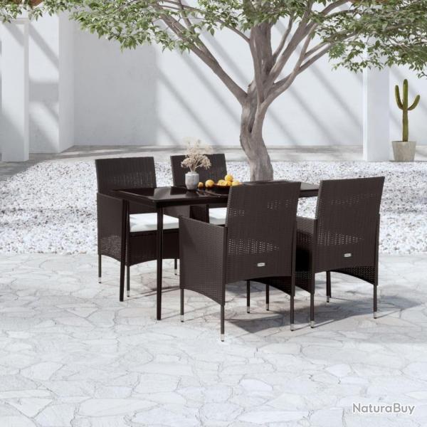 Ensemble  manger de jardin avec coussins 5 pcs Noir