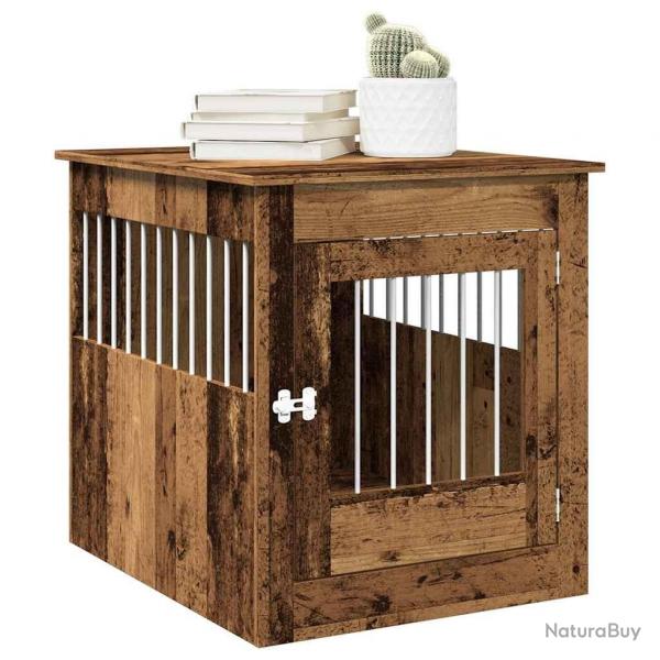 Meuble de cage chiens vieux bois 64,5x80x71cm bois d'ingnierie