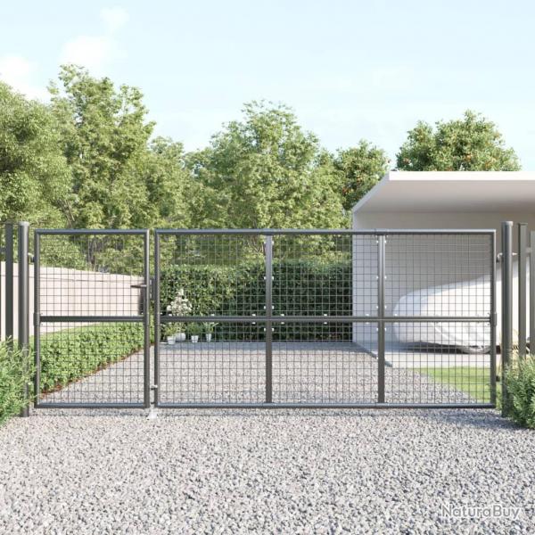 Portal de jardin maille anthracite 350x175 cm acier galvanis