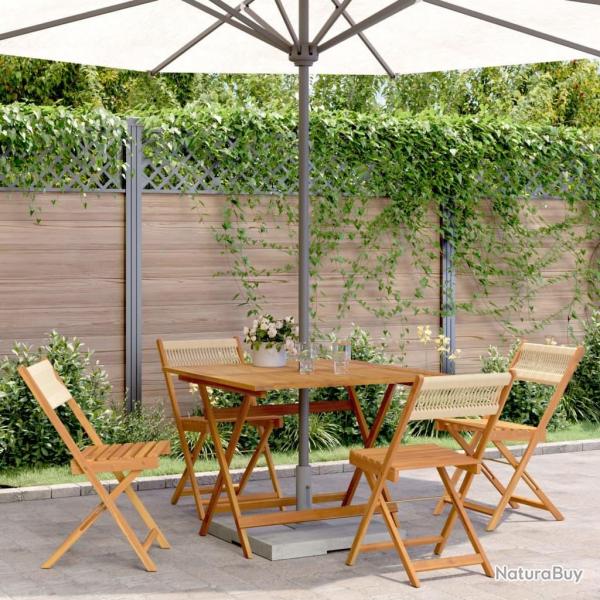 Ensemble  manger de jardin 5pcs beige polypropylne et bois