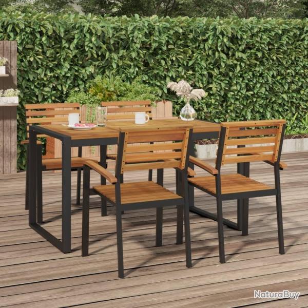 Chaises de jardin empilables lot de 4 bois d'acacia et mtal