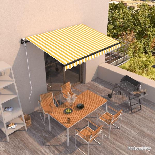 Auvent rtractable automatique 350x250 cm Jaune et blanc