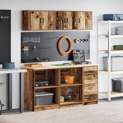 Armoires de garage 6 pcs vieux bois bois d'ingénierie