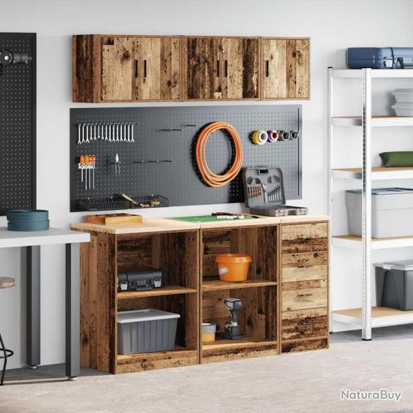 Armoires de garage 6 pcs vieux bois bois d'ingnierie