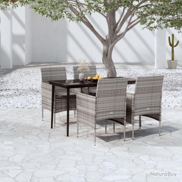 Ensemble  manger de jardin et coussins 5pcs Gris/noir