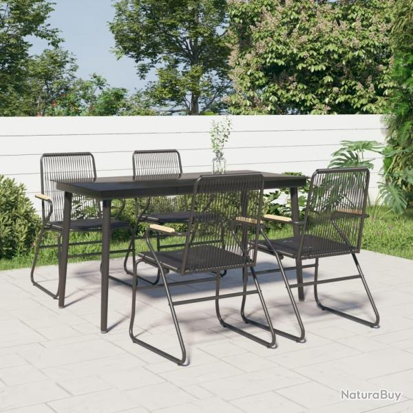 Ensemble  manger de jardin 5 pcs Noir Rotin PVC