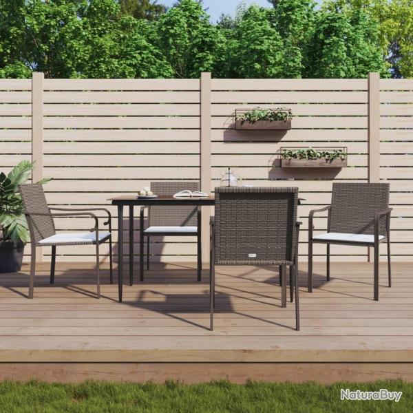 Ensemble  manger de jardin 5 pcs coussins rsine tresse acier