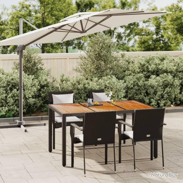 Ensemble  manger de jardin coussins 5pcs Noir Rsine tresse