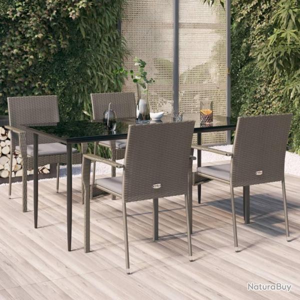 Ensemble  manger de jardin coussins 5 pcs noir et gris