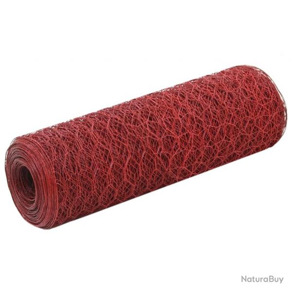Grillage Acier avec revtement en PVC 25x0,5 m Rouge