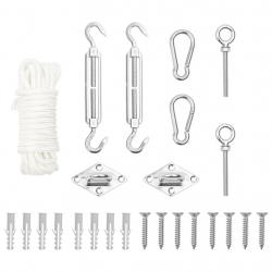 Jeu d'accessoires de voile d'ombrage 9 pcs Acier inoxydable